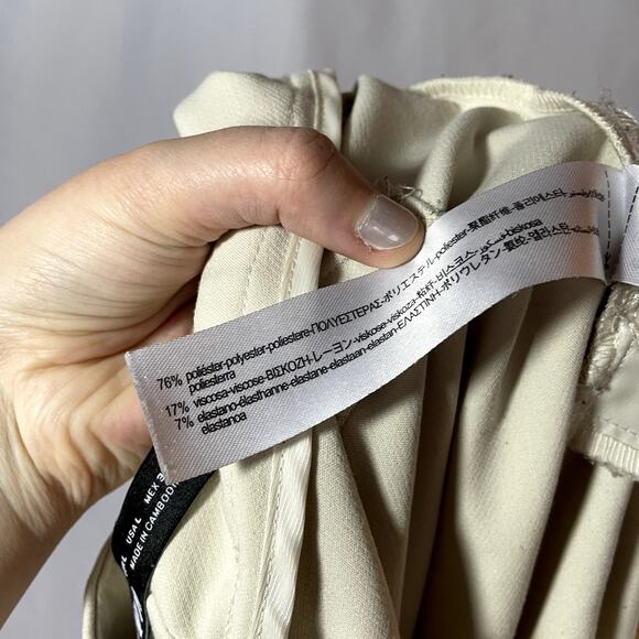 Zara beige business casual trousers women's size large pockets pleated front - Picture 6 of 6